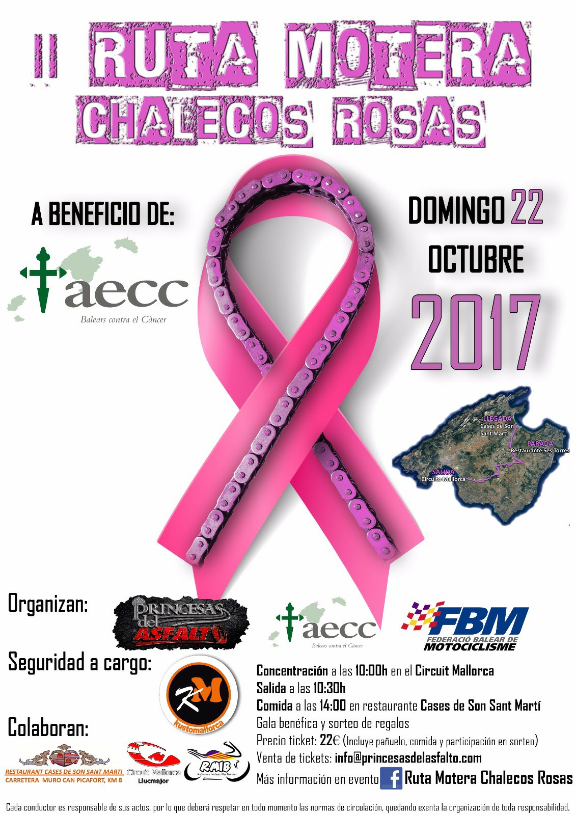Cartel de la II Ruta Motera Chalecos Rosas, 2017