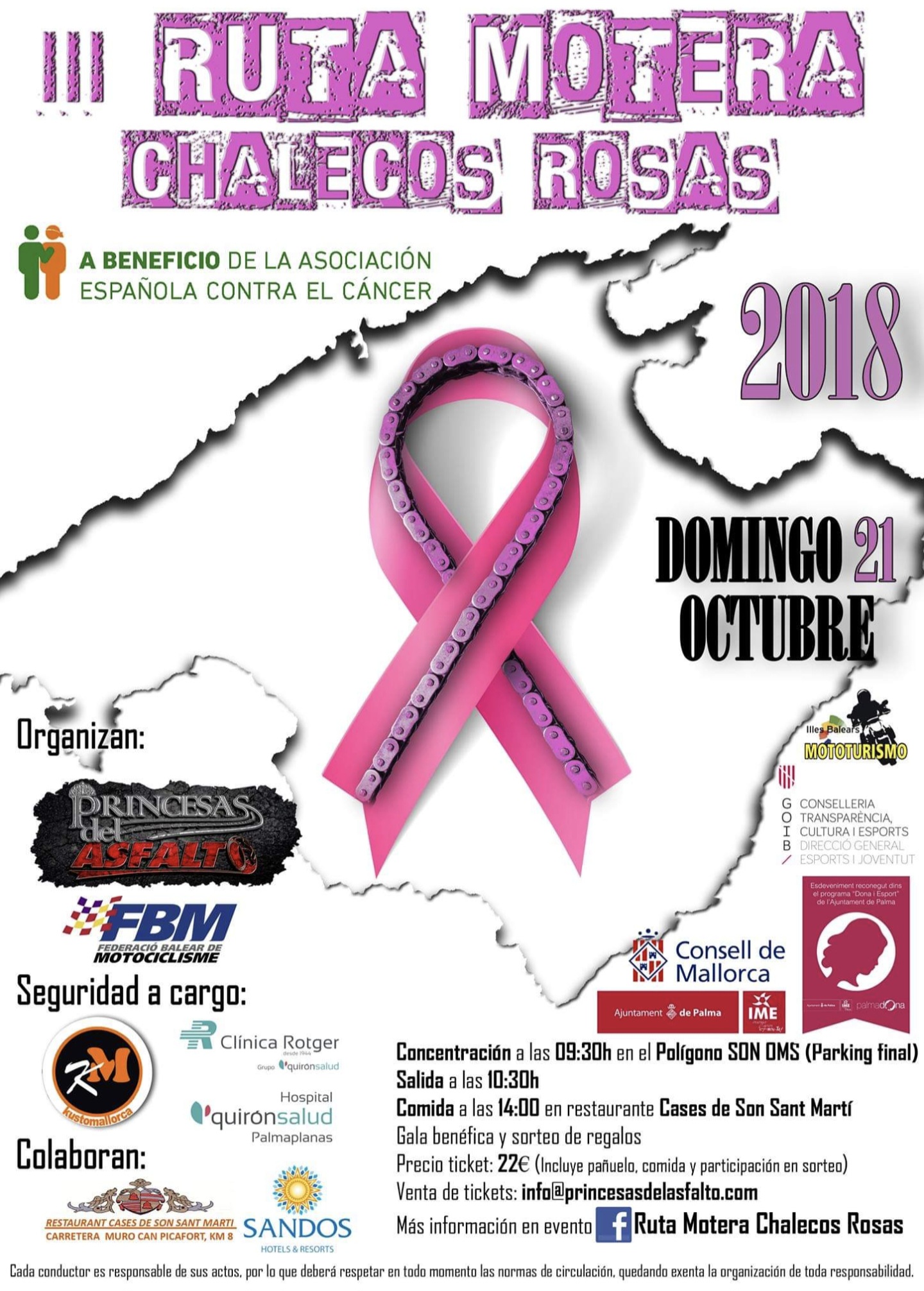 Cartel de la III Ruta Motera Chalecos Rosas, 2018