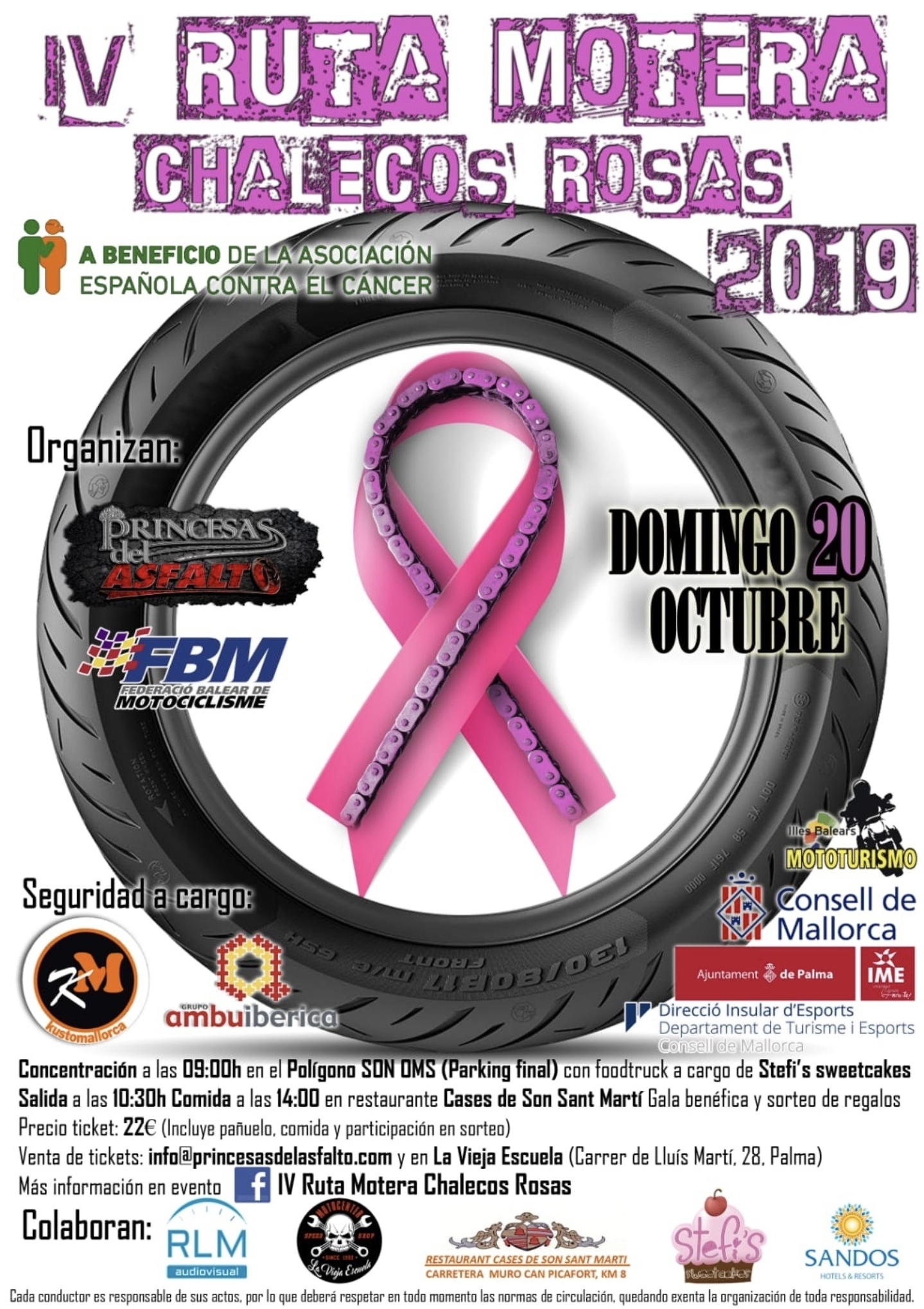 Cartel de la IV Ruta Motera Chalecos Rosas, 2019