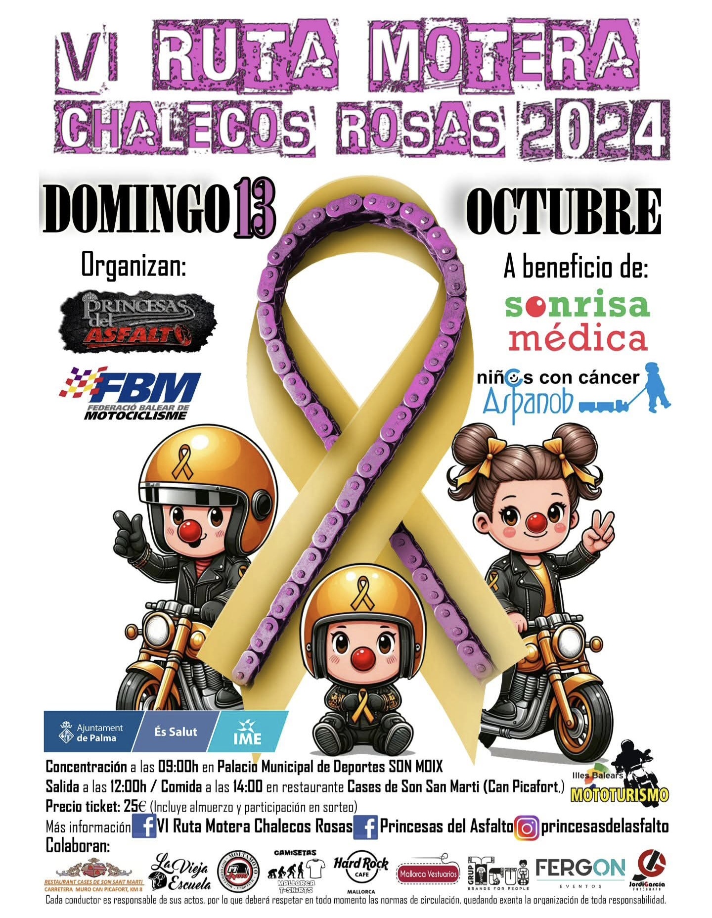 Cartel de la VI Ruta Motera Chalecos Rosas, 2024